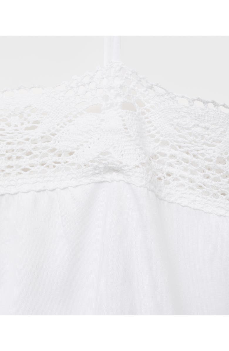 MANGO Lace Trim Cotton Nightgown, Alternate, color, White