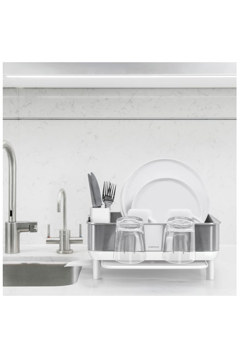 Compact Steel Frame Dish Rack, Alternate, color, WHITE