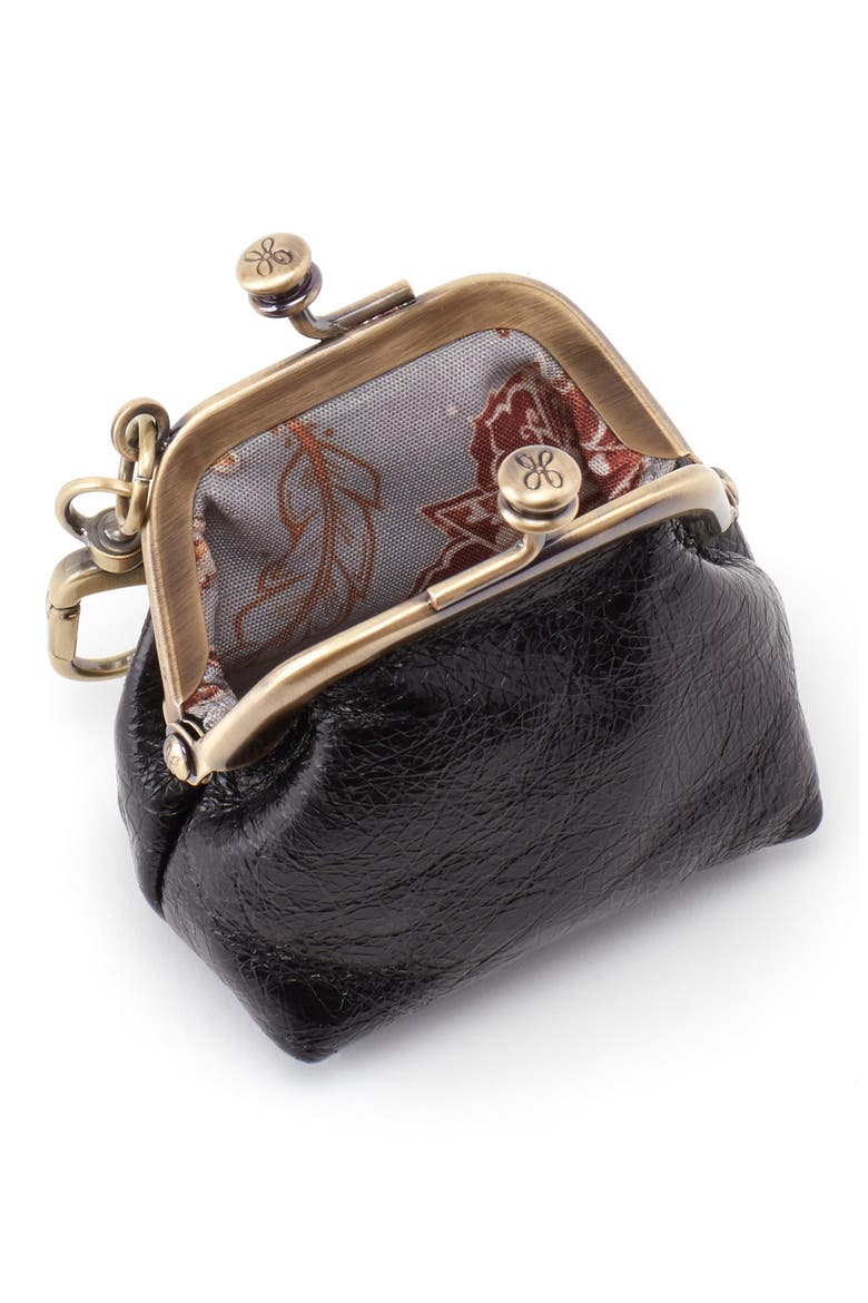 Run Clip Frame Leather Pouch, Alternate, color, BLACK