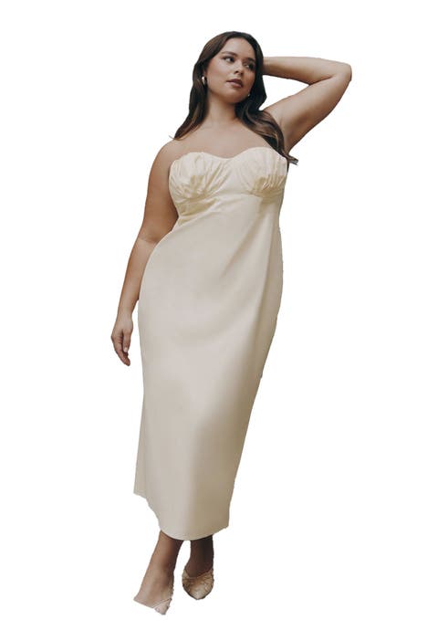 Cup Detail Poplin Column Dress (Plus Available)