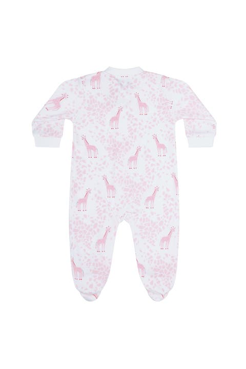 Pink Giraffe Print Zipper Footie - Baby