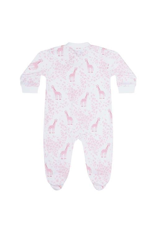 Nellapima Pink Giraffe Print Zipper Footie In Pink