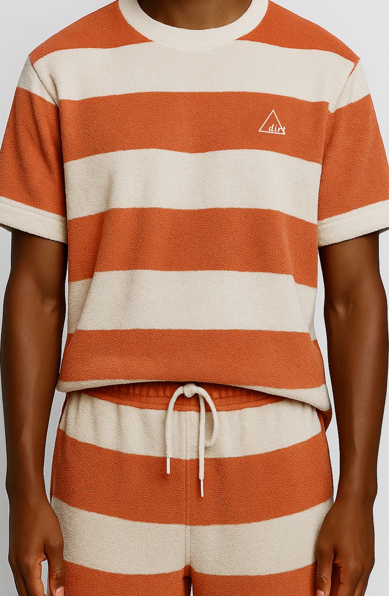 D.RT Classic Stripe Terry T-Shirt, Alternate, color, White / Pink