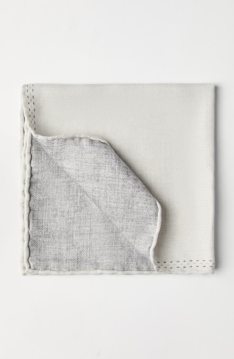 Brunello Cucinelli Silk pocket square, Alternate, color, Butter
