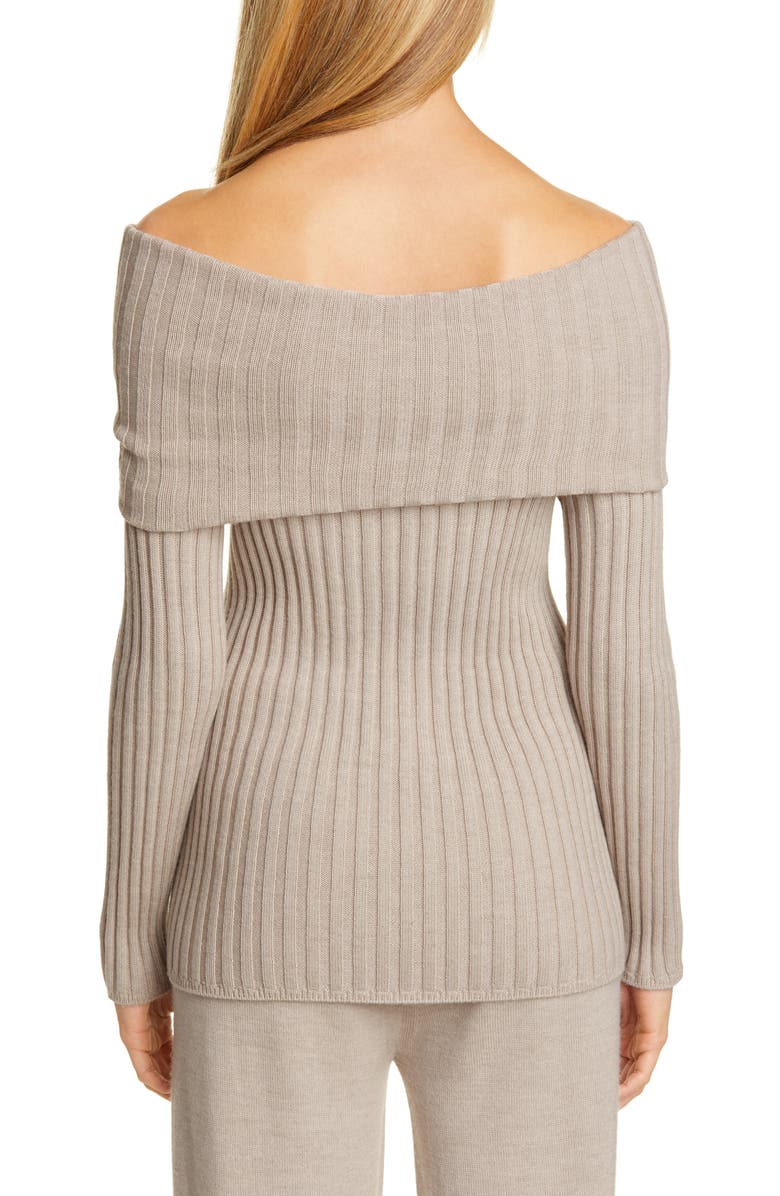 Max Mara Leisure Tosca Off the Shoulder Ribbed Virgin Wool Sweater, Alternate, color, 