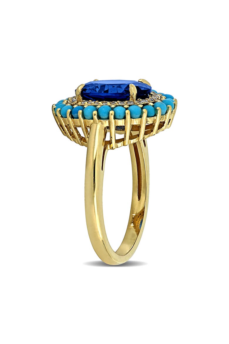 Lab Created Blue Spinel Turquoise Ring, Alternate, color, BLUE