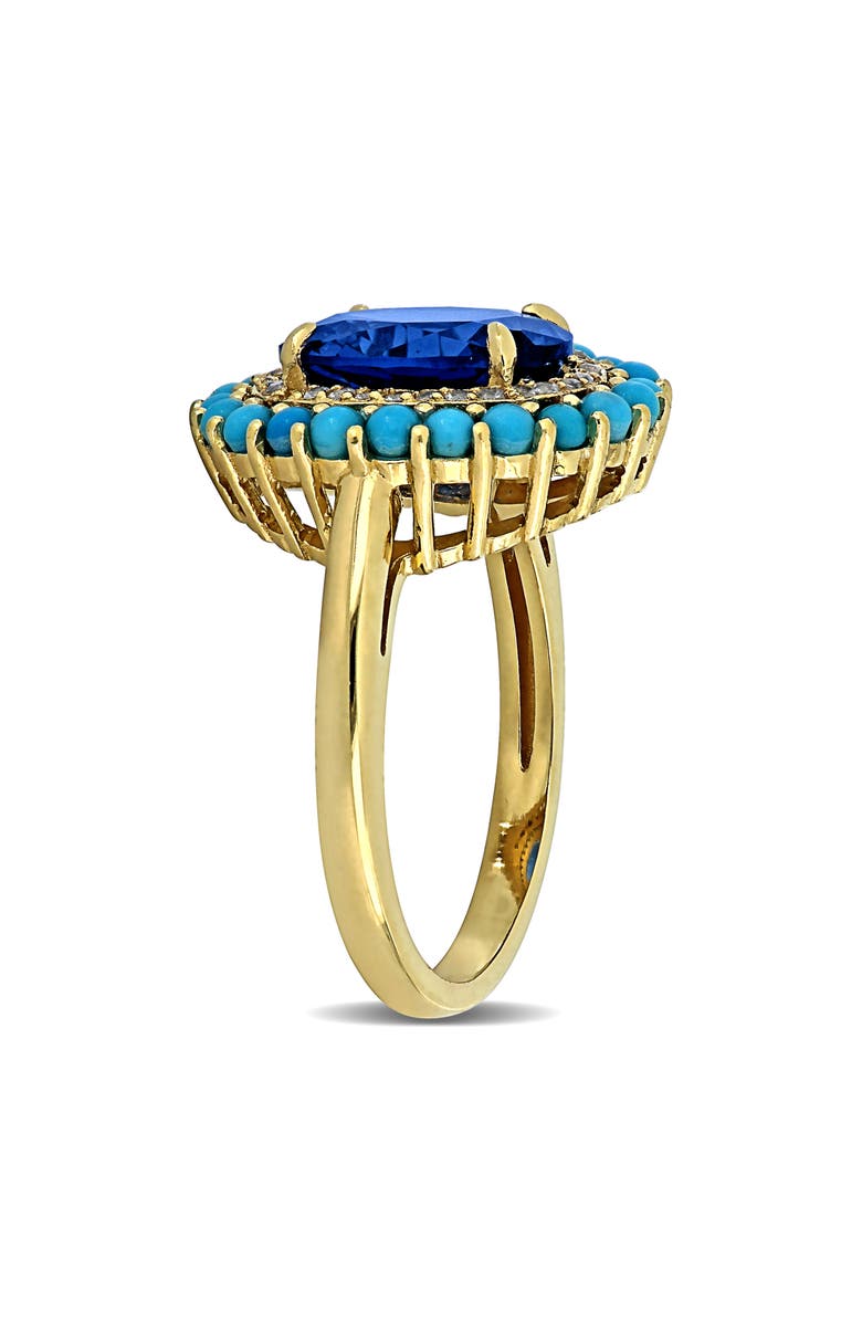 DELMAR Lab Created Blue Spinel Turquoise Ring, Alternate, color, Blue