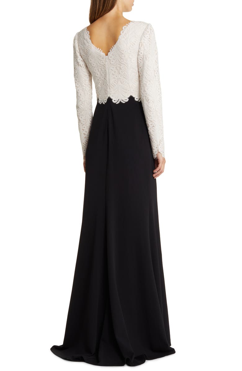 Tadashi Shoji Mixed Media Long Sleeve Gown, Alternate, color, 