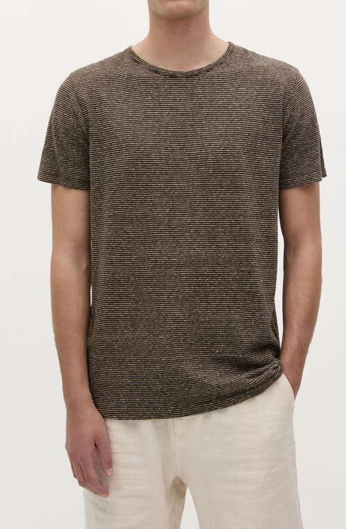 Scalpers Country Linen Striped Tee In Brown