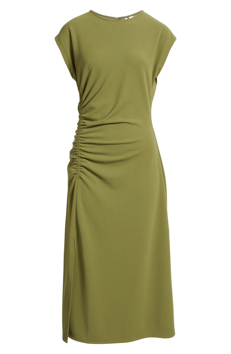 Nordstrom Side Ruched Knit Midi Dress, Main, color, Olive Capulet