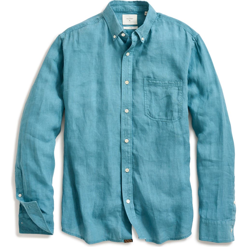 Billy Reid Tuscumbia Linen Button-down Shirt In Steel Blue