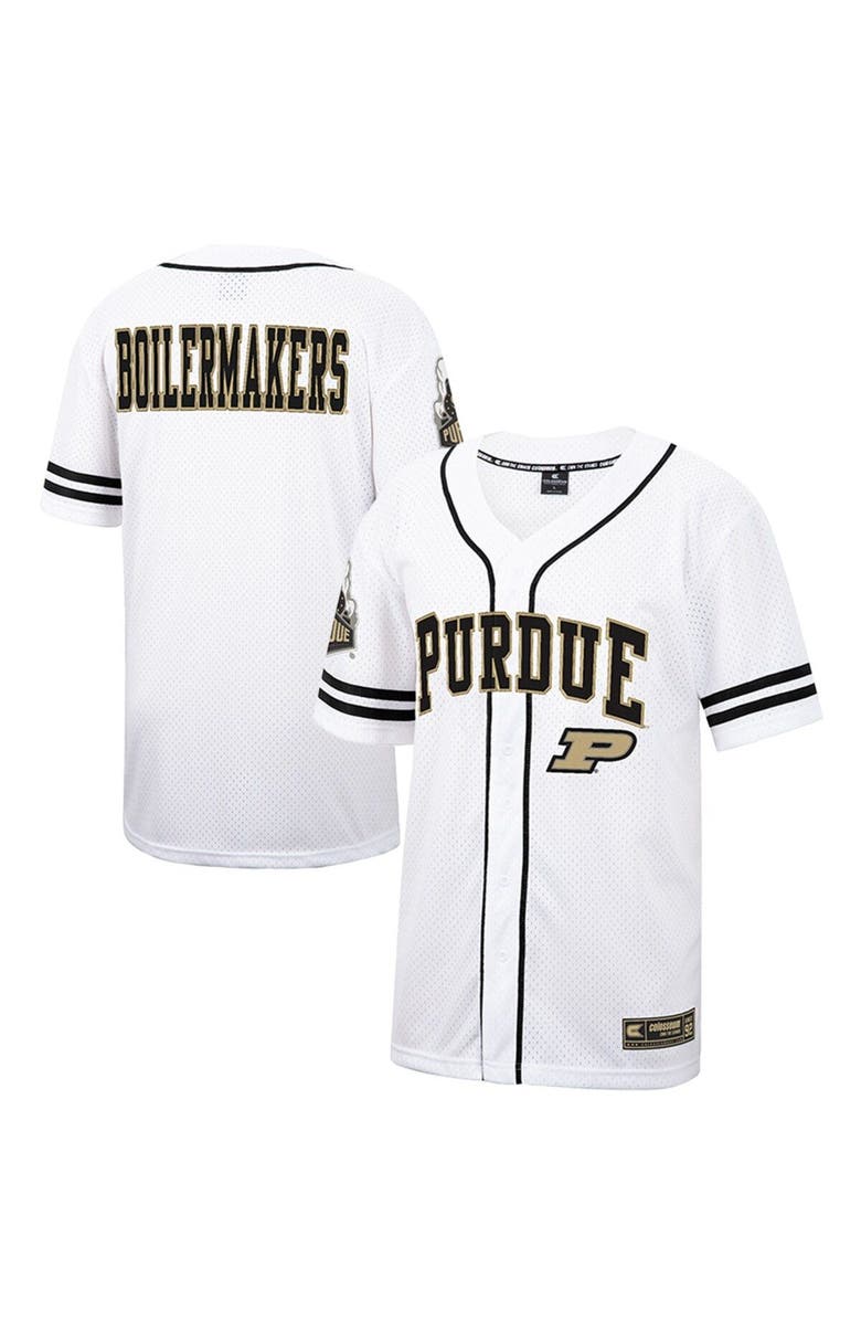 COLOSSEUM Men's Colosseum White Purdue Boilermakers Free Spirited Mesh Button-Up Baseball Jersey, Alternate, color,