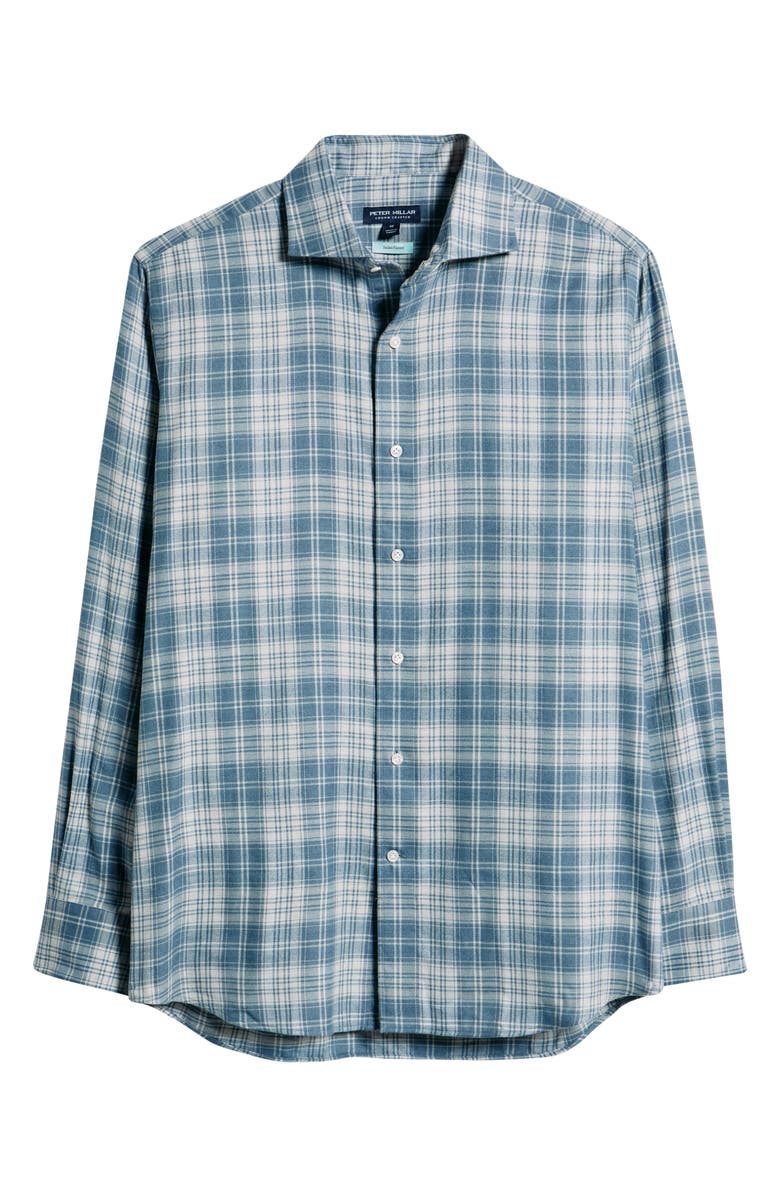 Peter Millar Riccia Plaid Button-Up Shirt, Alternate, color, Rain Cloud
