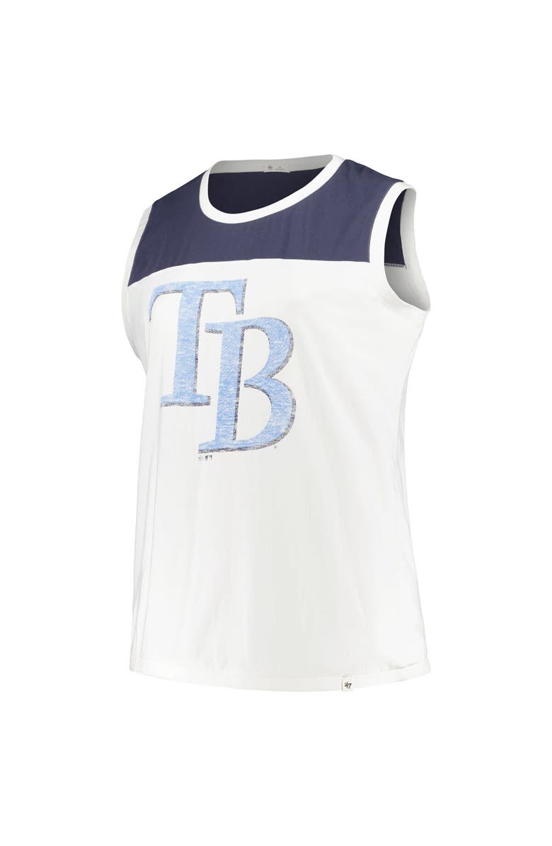 '47 Women's '47 White/Navy Tampa Bay Rays Plus Size Waist Length Muscle Tank Top, Alternate, color, White