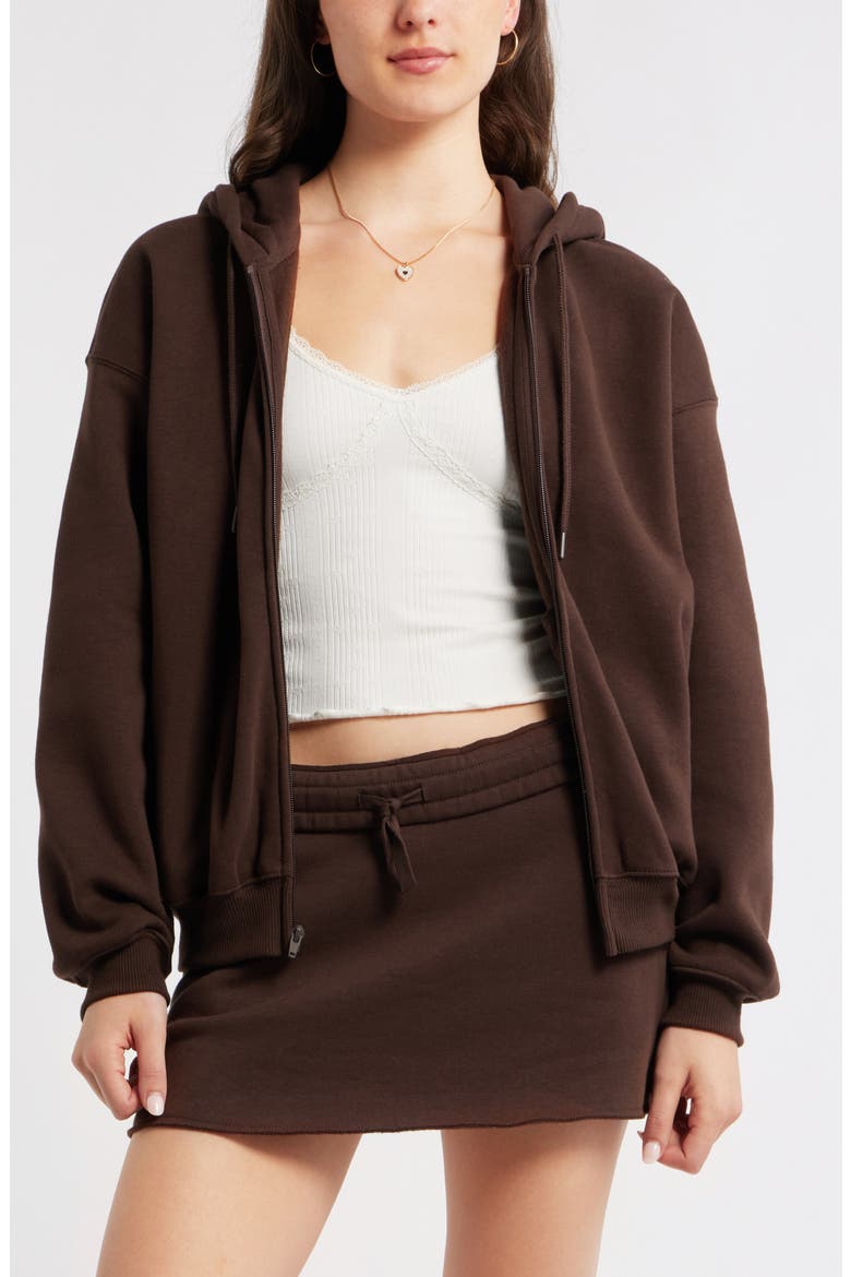Bubble Zip Hoodie, Main, color, BROWN COFFEE