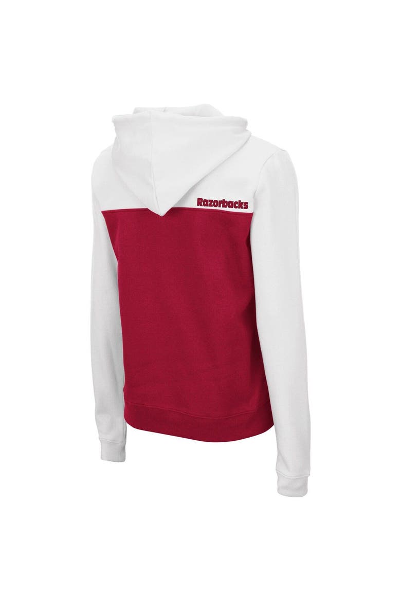 Women's Colosseum White/Cardinal Arkansas Razorbacks Aidan Lightweight Half-Zip Hoodie, Alternate, color, White