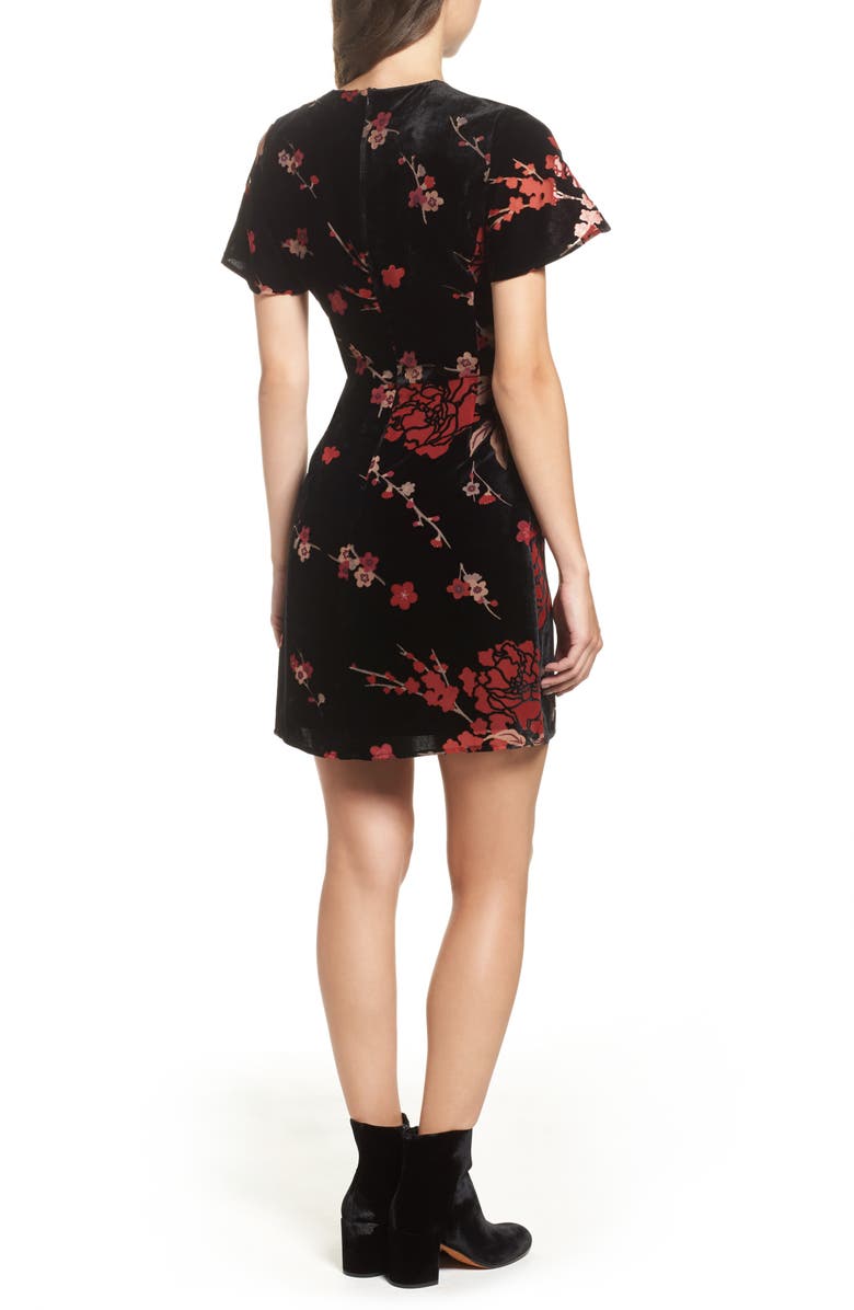 French Connection Wilma Devore Burnout Velvet A-Line Dress, Alternate, color,