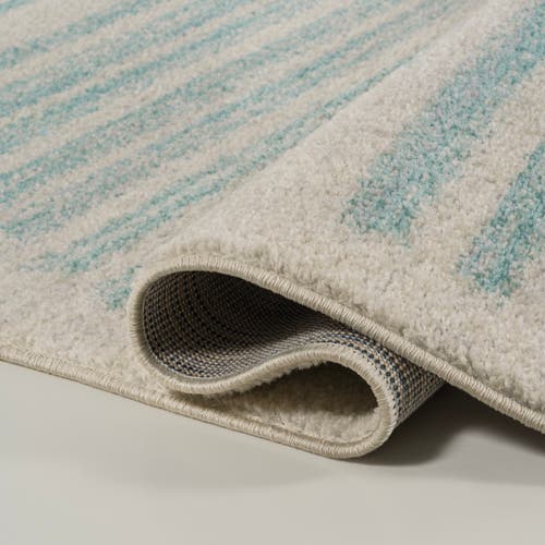 Jonathan Y Khalil Modern Berber Stripe Area Rug In Cream/turquoise
