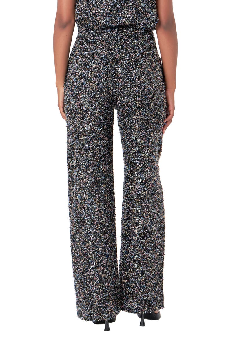 High Waist Wide Leg Bouclé Tweed Pants, Alternate, color, BLACK MULTI