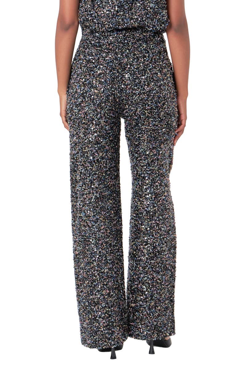 Endless Rose High Waist Wide Leg Bouclé Tweed Pants, Alternate, color, Black Multi