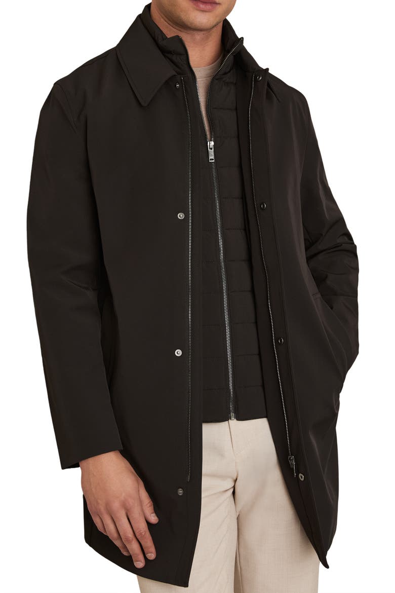 Logan Water Resistant Overcoat with Removable Funnel Neck Insert, Main, color, BROWN