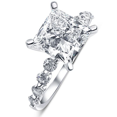 Bliss Diamond Certified 3.44ct Princess Cut Diamond Engagement Ring 14k Gold Lab Grown In 14k White Gold