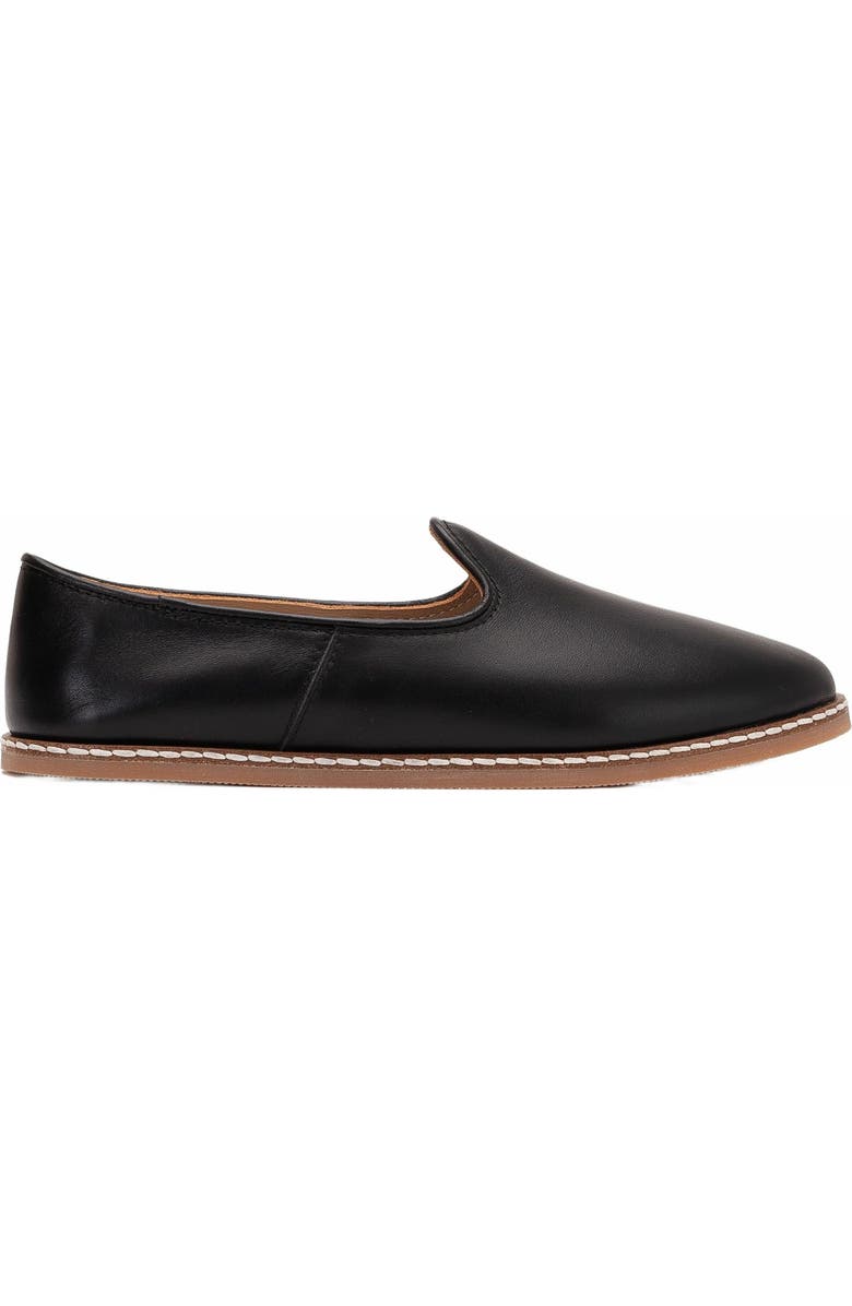 Forever & Always Shoes Dalya Leather Slip On Flats, Alternate, color, Black Leather