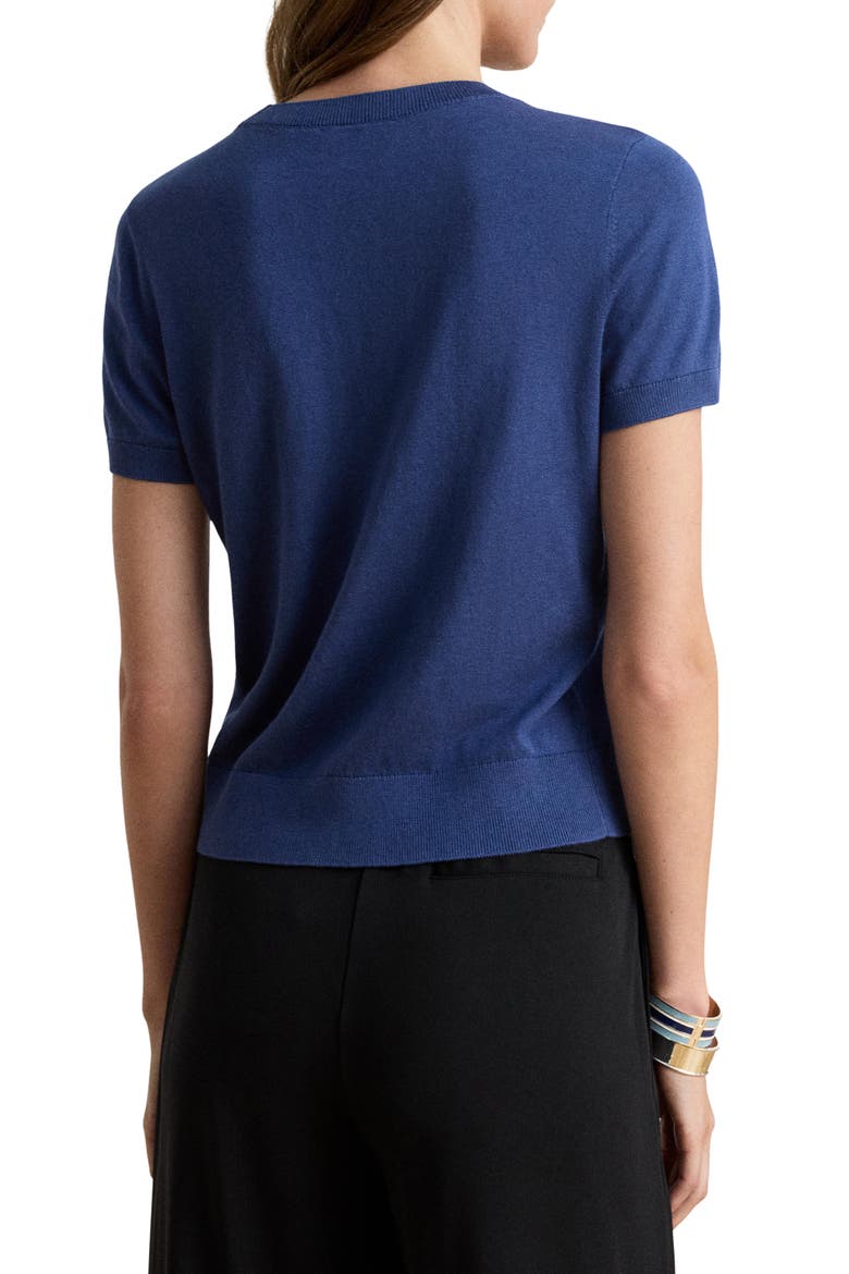 Short Sleeve Cotton Blend Sweater, Alternate, color, INKY BLUE