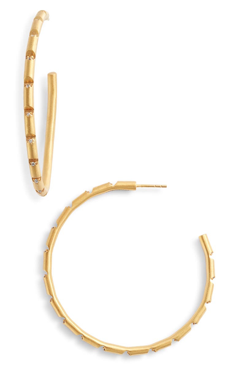 Dean Davidson Bamboo Style Hoops, Main, color, Gold/ Crystal Quartz