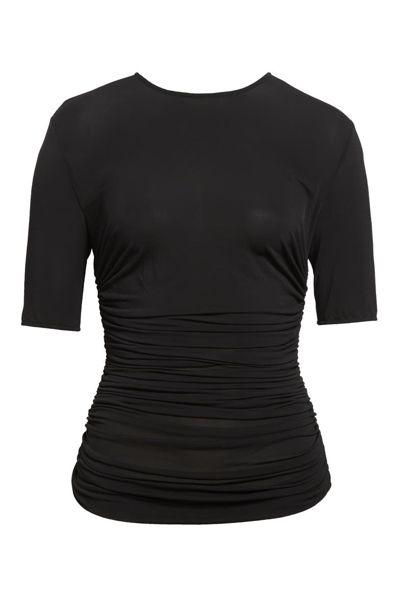 Pleats Ruched Jersey T-Shirt, Main, color, NOIR ALAIA