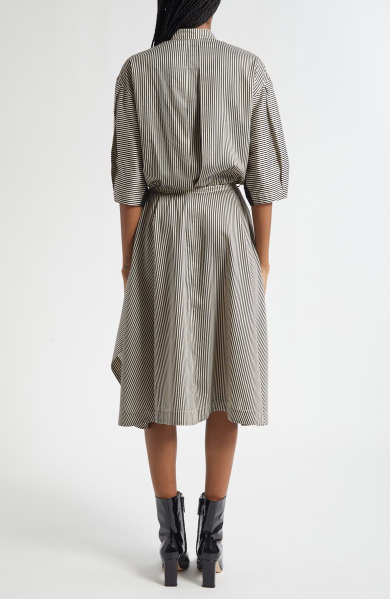 3.1 Phillip Lim Mixed Media Tie Waist Midi Dress, Alternate, color, Black Multi