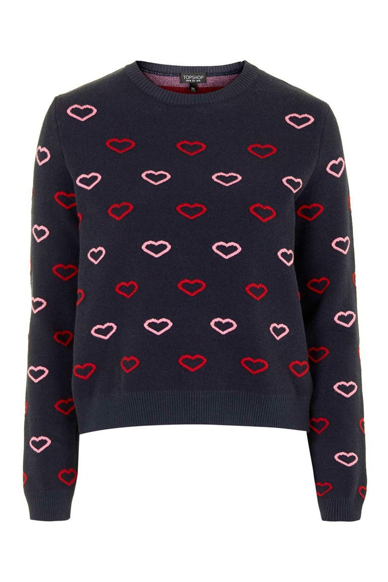 Embroidered Heart Sweater, Alternate, color, NAVY BLUE