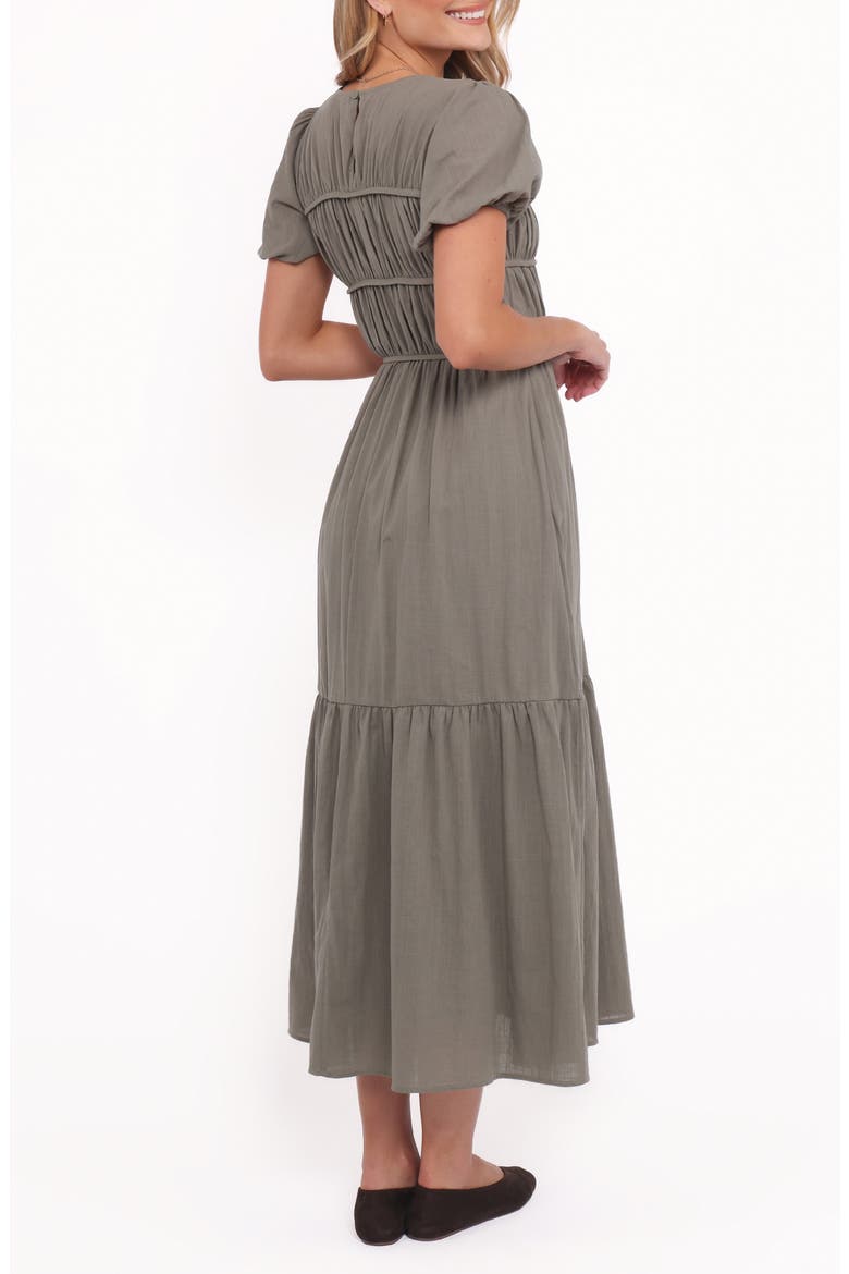 Deloria Shirred Ruffle Maxi Dress, Alternate, color, OLIVE