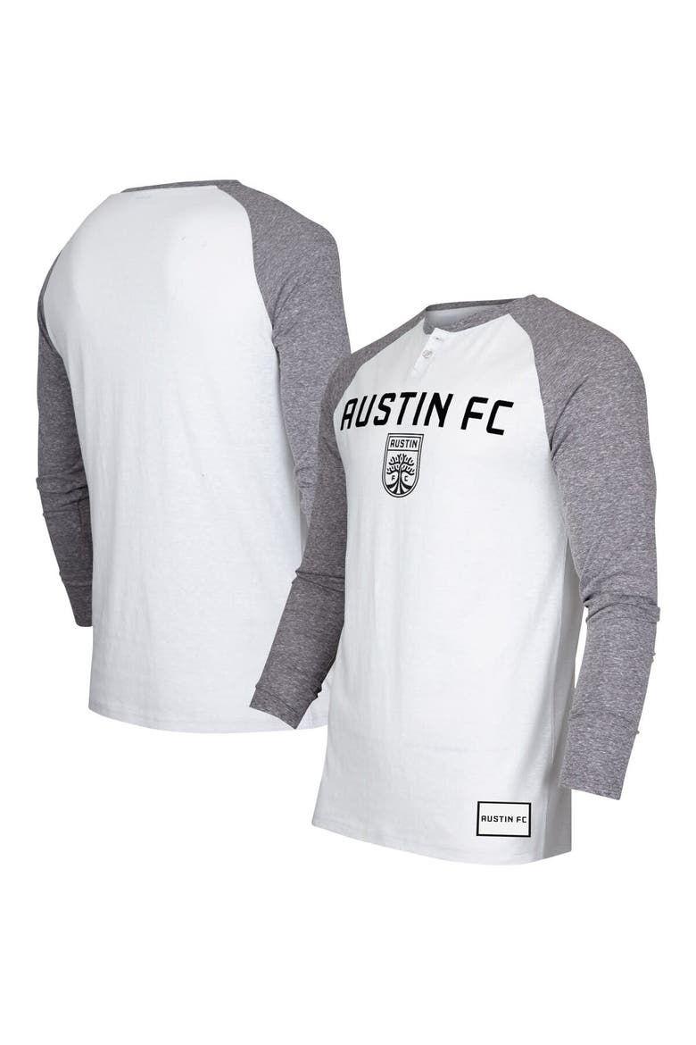 Men's Concepts Sport White/Charcoal Austin FC Concord Henley Raglan Long Sleeve T-Shirt, Main, color, White