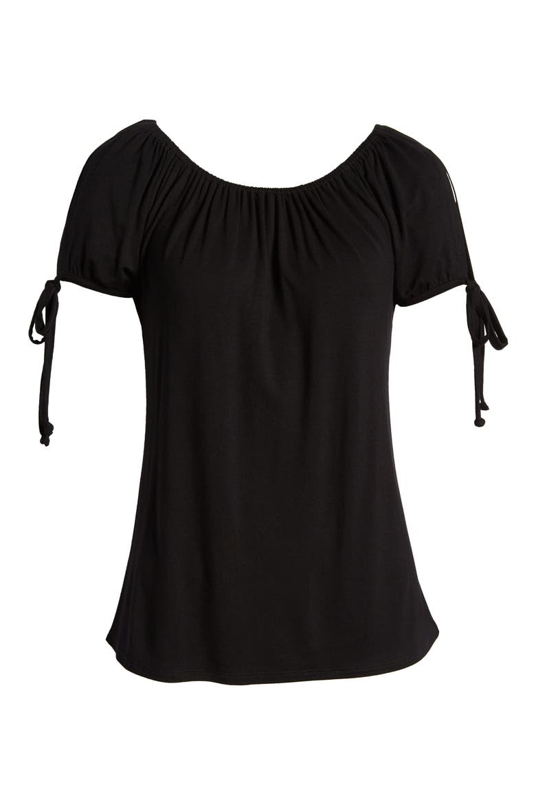 Slit Sleeve Knit Top, Alternate, color, BLACK