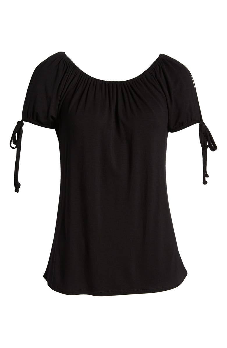 Loveappella Slit Sleeve Knit Top, Alternate, color, Black