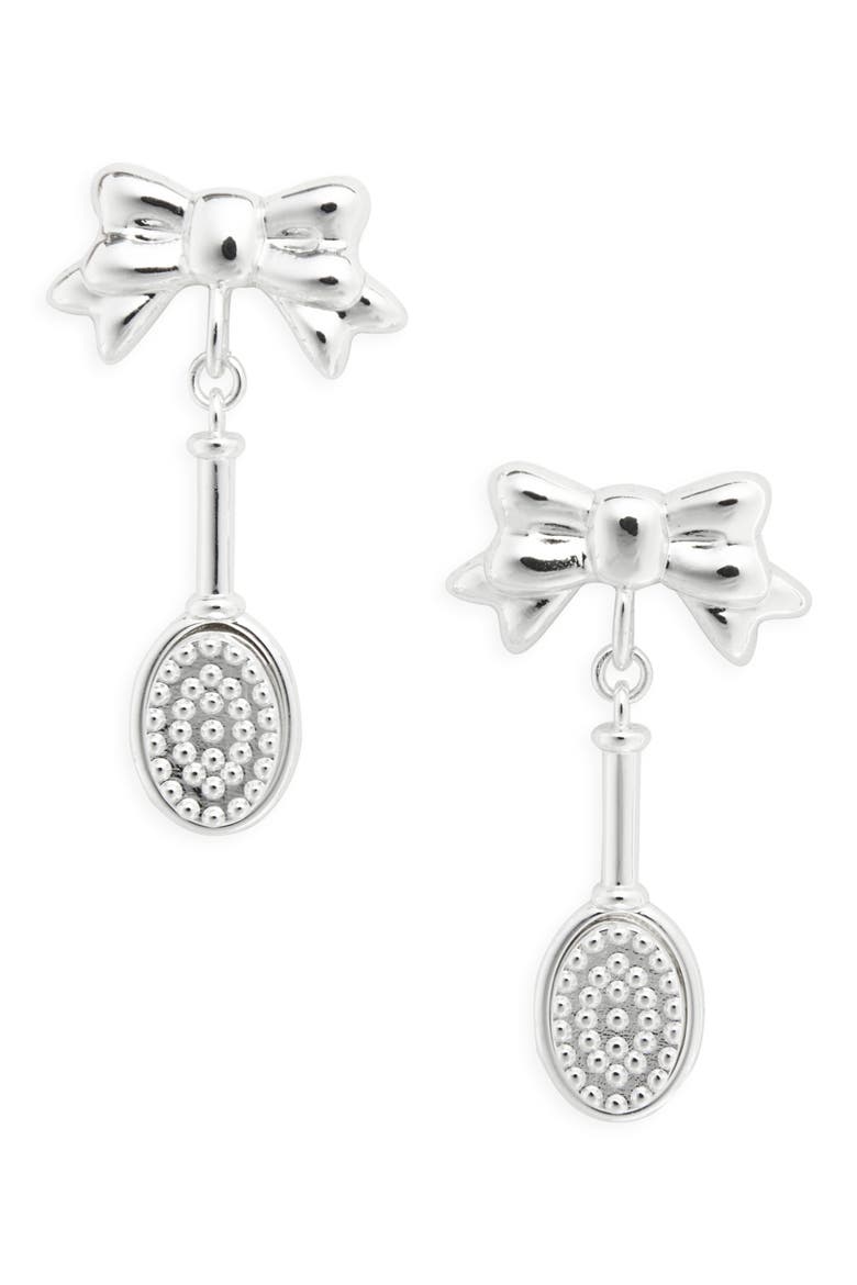 Hairbrush Bow Earrings, Main, color, SILVER