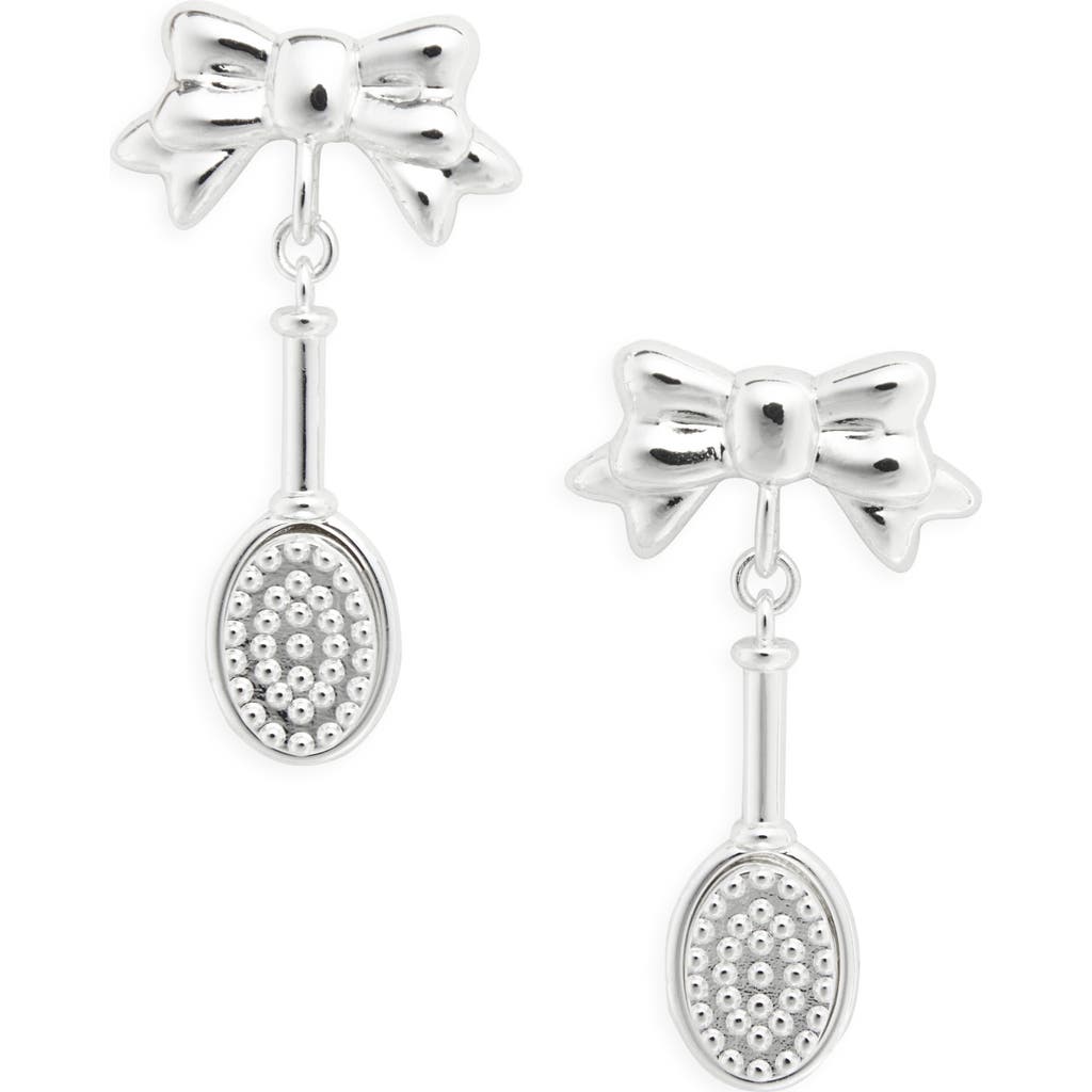 Sandy Liang Hairbrush Bow Earrings in Silver  product