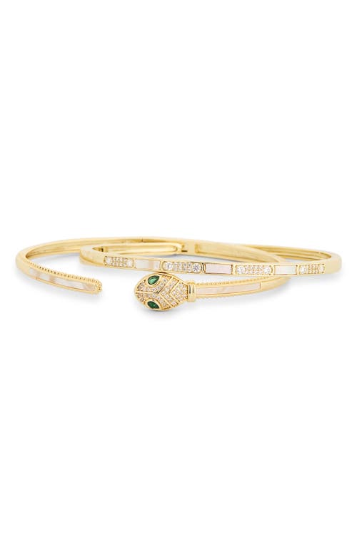 Eye Candy Los Angeles Esther Cubic Zirconia Snake Cuff Bracelet In Gold