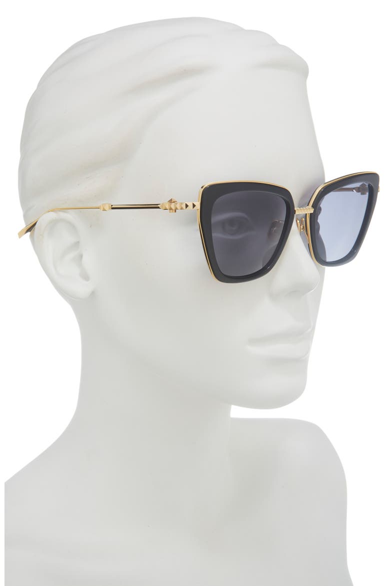 52mm Cat Eye Sunglasses, Alternate, color, BLACK GOLD GREY