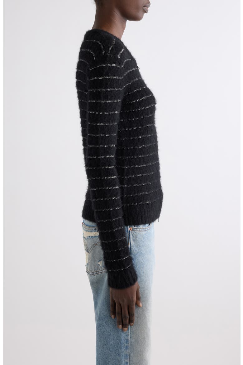 Seona Metallic Stripe Cardigan, Alternate, color, BLACK/ SILVER