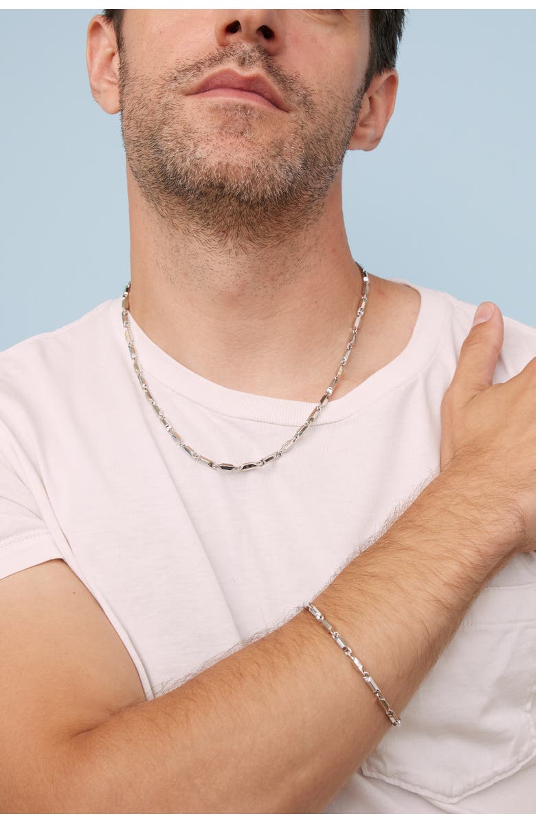 Oradina Men's Sterling Silver Marine Link Bracelet, Alternate, color, Silver