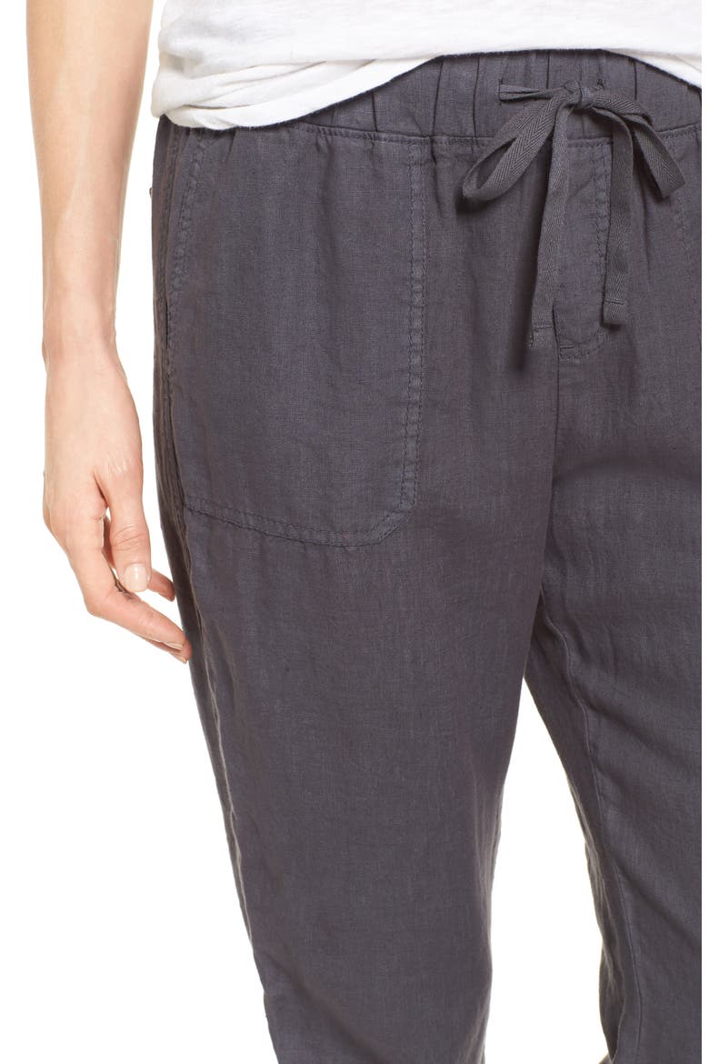 Linen Joggers, Alternate, color, GREY EBONY