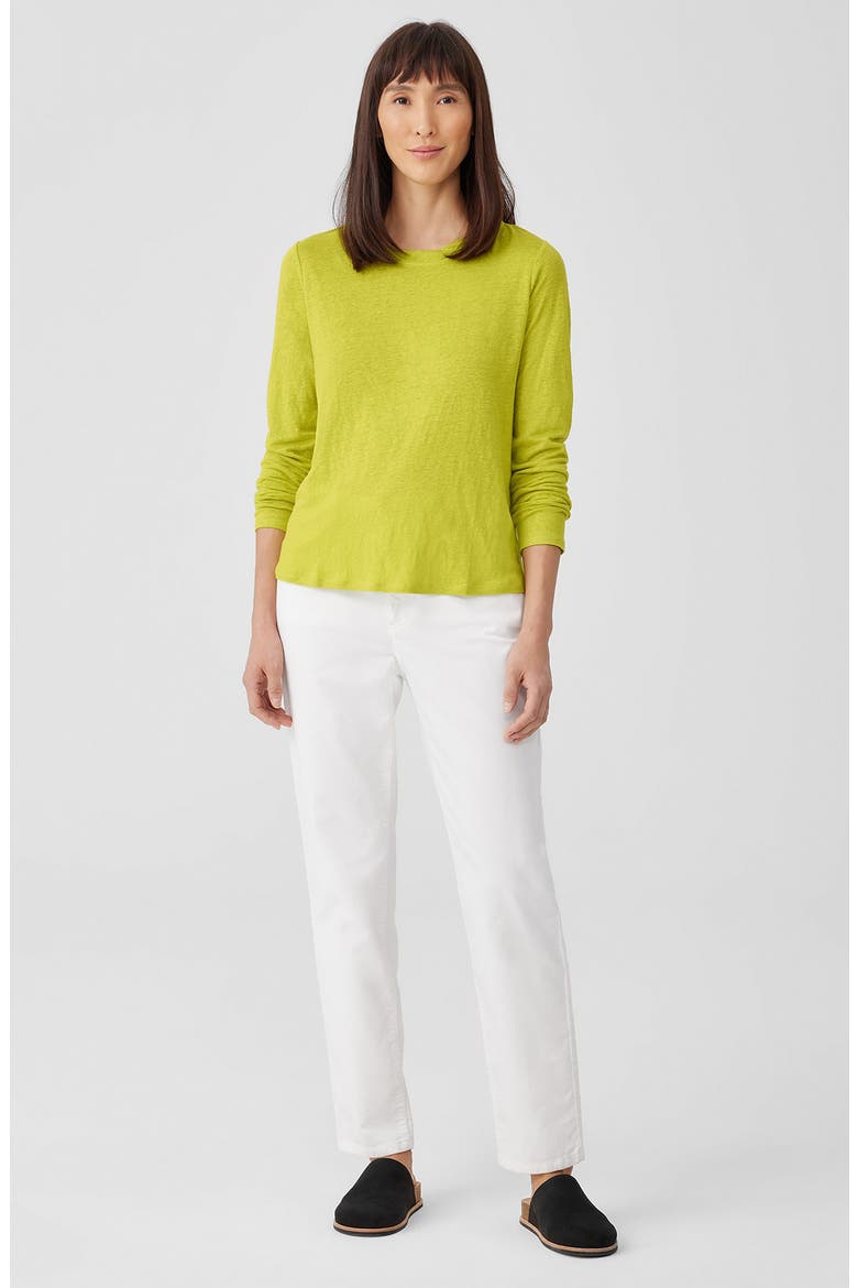 Organic Linen Long Sleeve T-Shirt, Alternate, color, CITRON