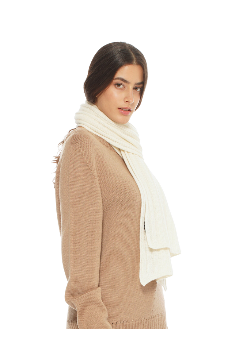 Pure Cashmere Plush-Ribbed Scarf, Alternate, color, Milk White