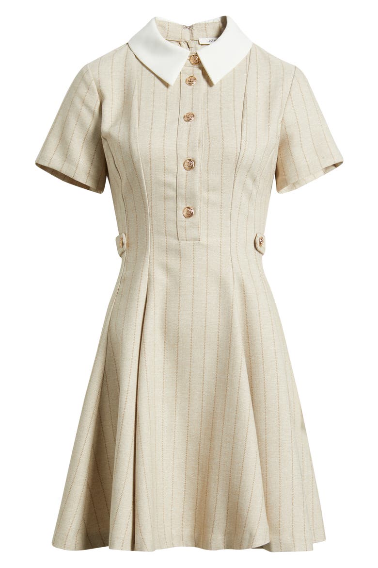 Short Sleeve Fit & Flare Shirtdress, Alternate, color, BEIGE