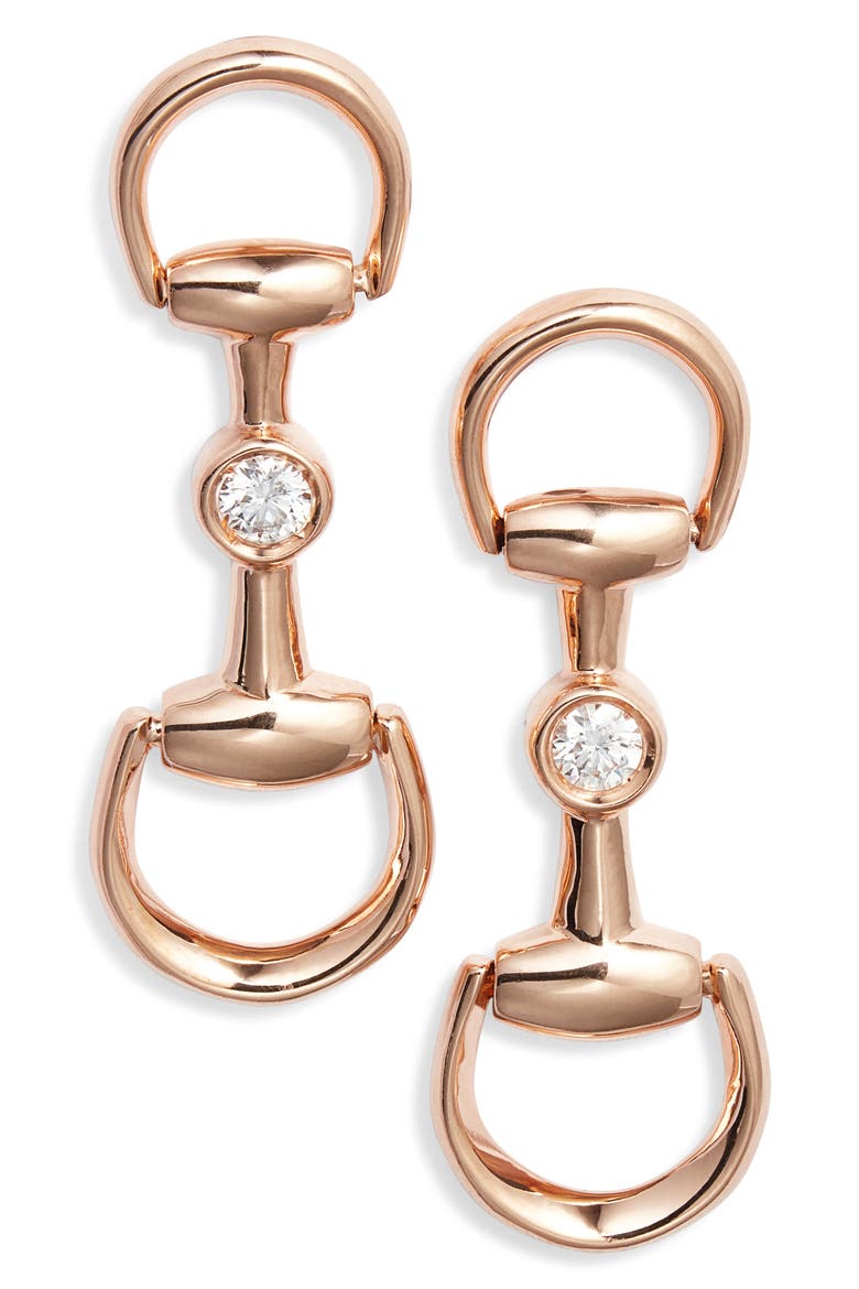 Horsebit Drop Earrings, Main, color, PINK GOLD