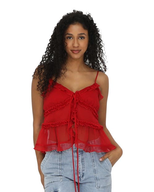 Belle & Bloom Heart Of Glass Chiffon Cami In Red