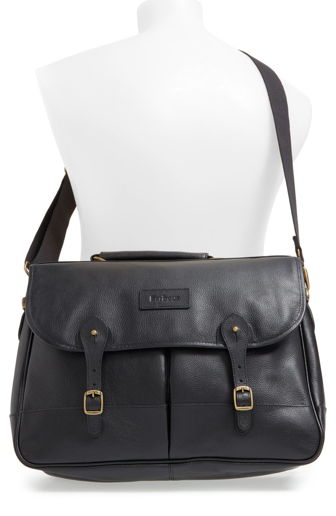 Barbour Leather Briefcase, Alternate, color, 