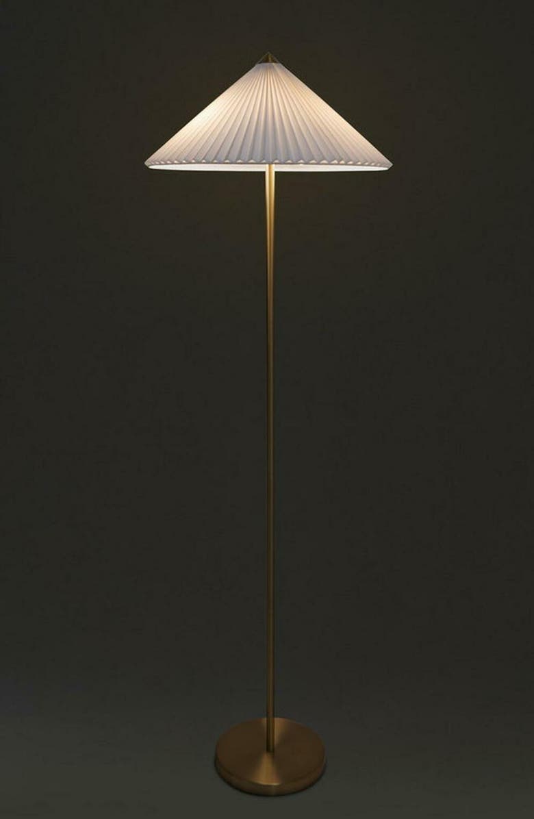 Brightech Sienna 62" LED Gold Floor Lamp with Pleated Fabric Shade, Bulbs Included, Alternate, color, 